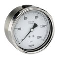 Noshok Pressure Gauge, 4" 304SS Case, 316SS Internals, 6000 psi/kg/cm2, 1/2 NPT Male Bottom Conn 40-400-6000-psi/kg/cm2